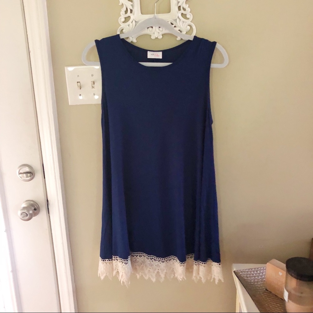 Crochet Trim Shift Dress